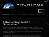 Frontpage screenshot for site: Astronomsko društvo Anonymus (http://www.anonymus.hr/)