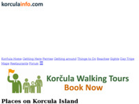 Frontpage screenshot for site: Otok Korčula (http://www.korculainfo.com/places_korcula.htm)
