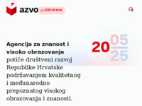 Slika naslovnice sjedišta: Agencija za znanost i visoko obrazovanje (https://www.azvo.hr)