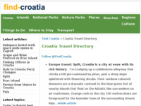 Frontpage screenshot for site: Direktorij hrvatskih turističkih linkova (http://www.find-croatia.com/directory/)