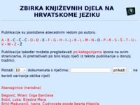 Frontpage screenshot for site: Klasici hrvatske književnosti (http://www.ffzg.hr/infoz/dzs/popis.htm)