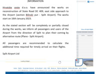 Frontpage screenshot for site: (http://www.split-airport.hr/)