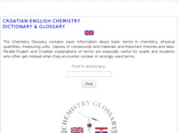 Frontpage screenshot for site: Englesko-hrvatski kemijski rječnik i glosar (http://glossary.periodni.com)
