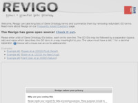 Frontpage screenshot for site: Revigo: alat za sažimanje i vizualizaciju dugačkih listi Gene Ontology kategorija (http://revigo.irb.hr)