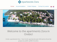 Frontpage screenshot for site: Orebić apartmani Zora (http://www.orebicapartmentszora.com/)