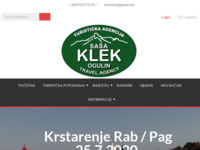 Frontpage screenshot for site: Putnička agencija Klek (http://www.putnickaagencijaklek.hr)