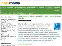 Frontpage screenshot for site: Find Croatia :: Vodič za Hrvatsku na engleskom jeziku (http://www.find-croatia.com/)