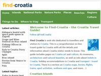 Frontpage screenshot for site: Find Croatia :: Vodič za Hrvatsku na engleskom jeziku (http://www.find-croatia.com/)