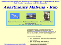 Frontpage screenshot for site: Apartmani Malvina na otoku Rabu (http://www.malvina.hr/)