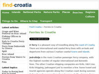 Frontpage screenshot for site: Trajetktne linije na Jadranu (http://www.find-croatia.com/ferries-croatia/)