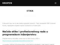 Frontpage screenshot for site: Načela etike i profesionalnog rada u programskom inženjerstvu (http://www.open.hr/etika/)