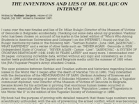 Frontpage screenshot for site: The Inventions and Lies of Dr Bulajic on Internet (http://www.croatianhistory.net/etf/bul.html)