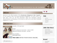 Frontpage screenshot for site: Rhodesian Ridgeback klub Zagreb (http://www.rhodesianridgeback.hr/)